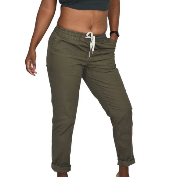 Vuori Vintage Ripstop Pants Green Cuffed Ankle Crop Cotton Drawstring Pull On XS - Picture 12 of 16